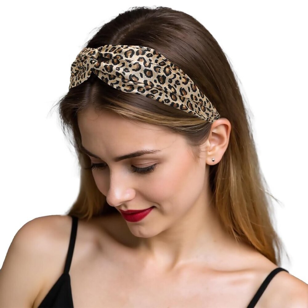 Silk Headband Elastic Twist Knotted Leopard Print for Women's Hair Fashion